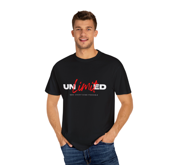 Limit Unisex Garment-Dyed T-shirt, Inspirational Tee, Casual Wear, Motivational Shirt, Gift for Dreamers, Everyday Comfort