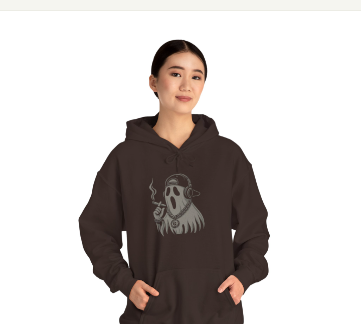 Ghostly Peace Hoodie - Unisex Heavy Blend™ Sweatshirt, Cozy Fall Attire, Halloween Gift, Streetwear Style, Casual Comfort
