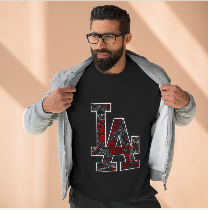 Stylish LA Floral Crewneck Sweatshirt - Unisex Casual Sweatshirt, Trendy Streetwear, Gift for Him/Her, Cozy Layering