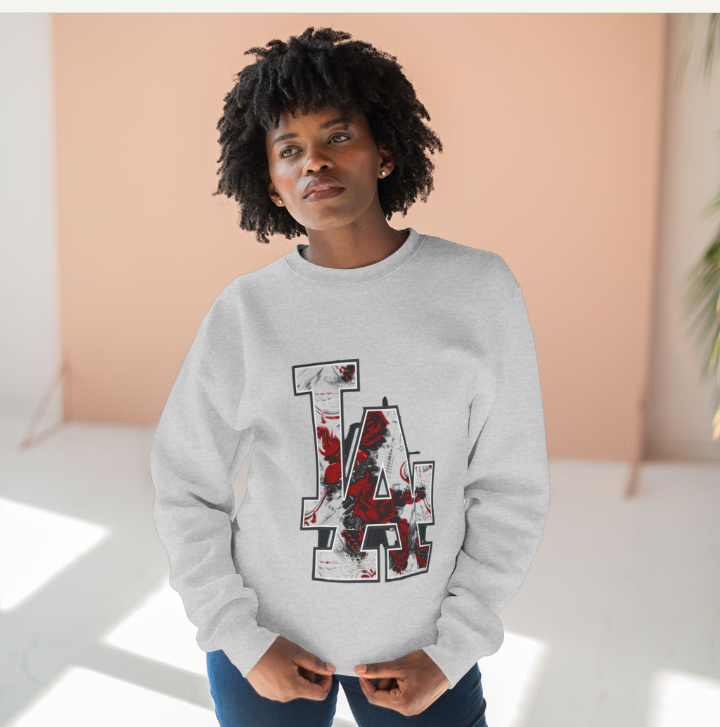 Stylish LA Floral Crewneck Sweatshirt - Unisex Casual Sweatshirt, Trendy Streetwear, Gift for Him/Her, Cozy Layering