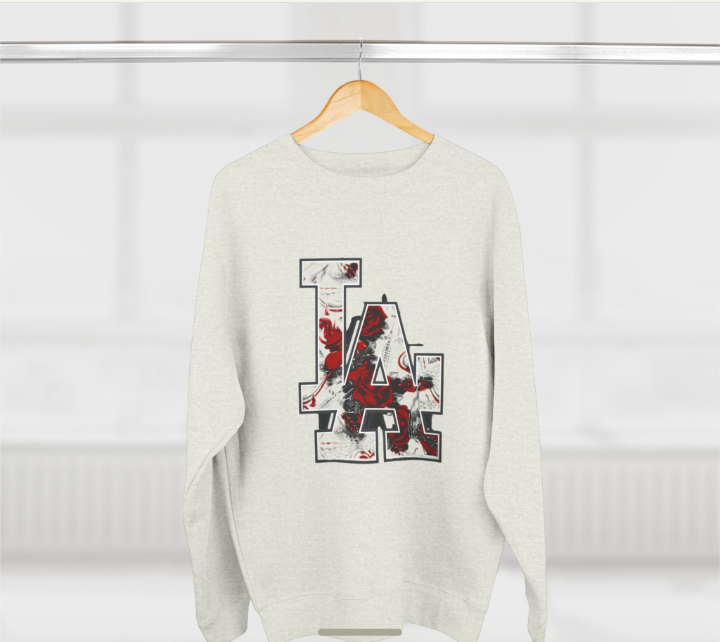Stylish LA Floral Crewneck Sweatshirt - Unisex Casual Sweatshirt, Trendy Streetwear, Gift for Him/Her, Cozy Layering