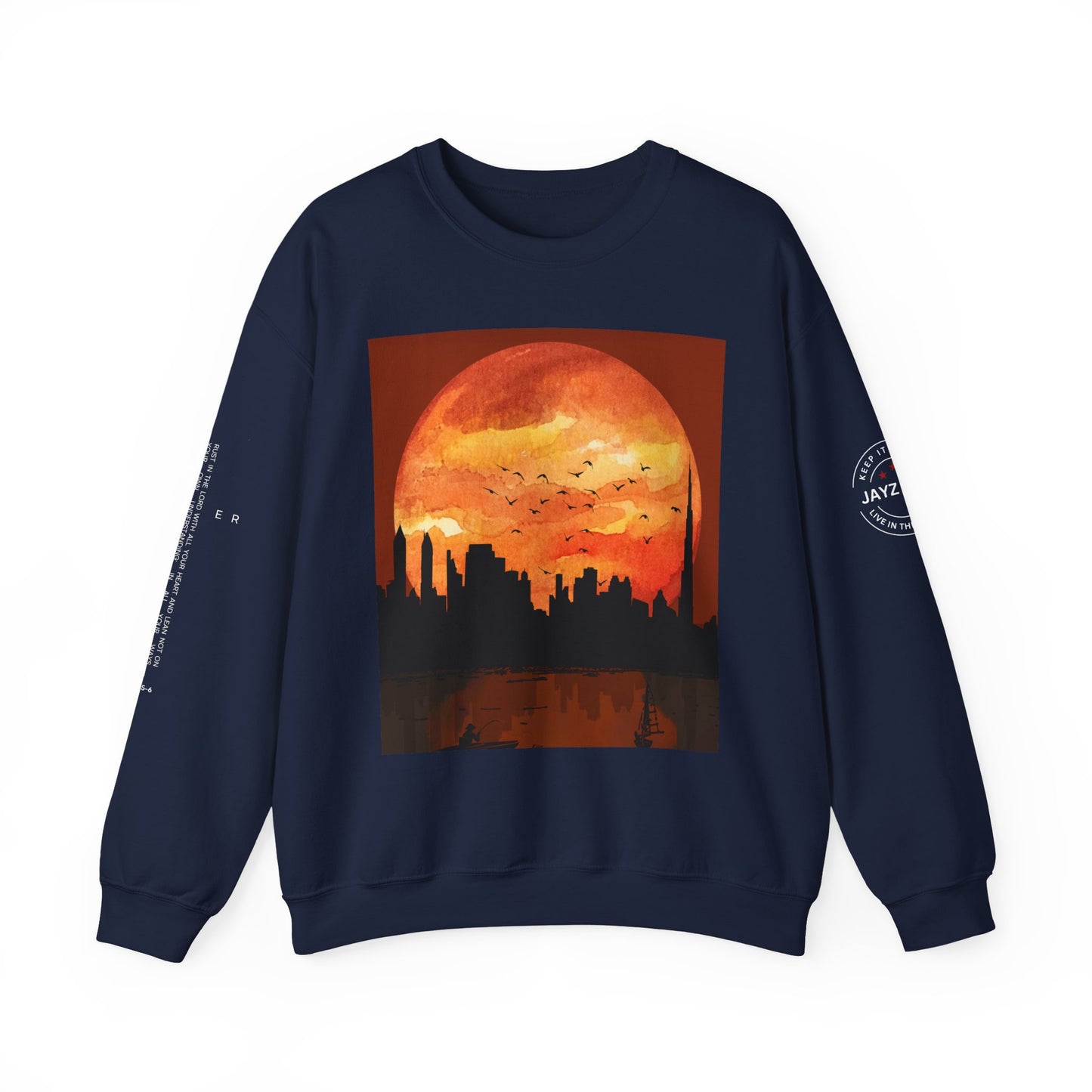 Sunset Cityscape Crewneck Sweatshirt, Unisex Pullover, Cozy Sweatshirt for Fall, Artistic Gift, Casual Wear, Fashion Sweater