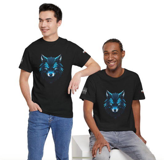 Wolf Graphic Tee, Unisex Heavy Cotton Tee, Casual Wear, Gift for Nature Lovers, Cool Print Shirt, Perfect for Outdoor Adventures