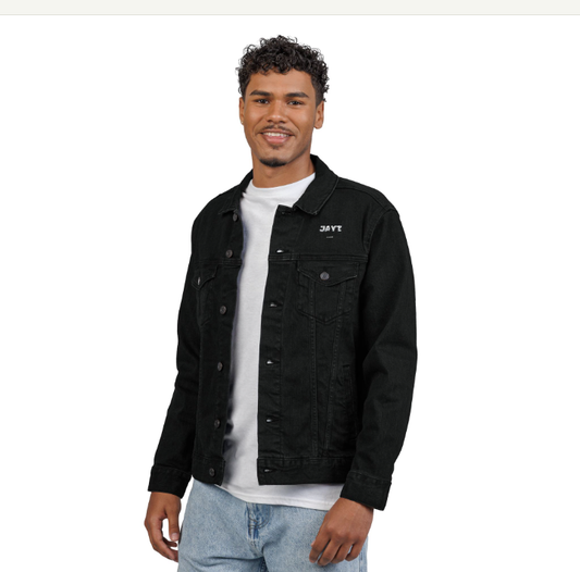 Trendy Embroidered Denim Jacket for Hustlers, Stylish Black Jacket, Unisex Fashion, Casual Outfit, Gift for Him/Her, Everyday Wear